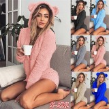 Women Autumn and Winter Hooded Long Sleeve Romper