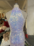 Plus Size Women Sequined Formal Party Mermaid Evening Dress
