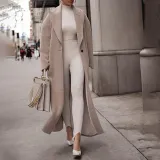 Women Autumn and Winter Warm Long Sleeve Turndown Collar Jacket