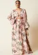 Women Long Sleeve Printed Crop Top and Slit Skirt Two-piece Set