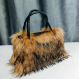 Faux fur plush handbag Faux raccoon fur handbag