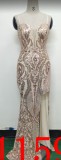 Bead Flower Sequin Elegant Herringbone Evening Dress