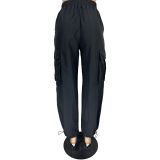 Women Casual Sports Solid Loose Drawstring Cargo Pants