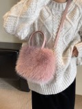 Autumn And Winter Women's Plush Handbags Bucket Bags Trendy Crossbody Bags