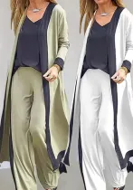 Autumn And Winter Women's Homewear Cardigan Sleeveless T-Shirt Casual Pants Three-Piece Outfit