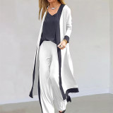 Autumn And Winter Women's Homewear Cardigan Sleeveless T-Shirt Casual Pants Three-Piece Outfit