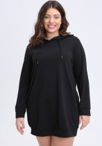 Plus Size Women's Solid Color Long Casual Hoodies