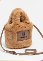 Autumn And Winter Plush Bag Fashion Letter Portable Plush Bag Bucket Bag