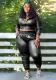 Plus Size Women's Fashion Casual Solid Color Pu Leather Two-Piece Pants Set For Women