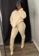 Women's Fashion Solid Color High Stretch Knitting Hooded Sweater Slim Long Pants Two Piece Set