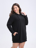 Plus Size Women's Solid Color Long Casual Hoodies
