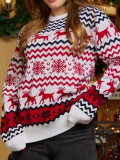 Christmas Women Snowflake Round Neck Knitting Sweater