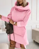 Women Long Sleeve Turtleneck Hoodies Dress