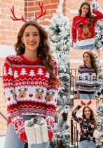 Christmas Women jacquard Casual knitting sweater