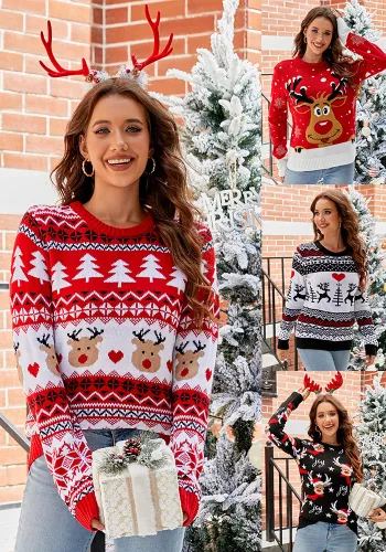 Christmas Women jacquard Casual knitting sweater