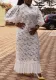 Plus Size Women Lace Embroidered Loose Shirt Dress