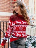 Christmas Women Snowflake Round Neck Knitting Sweater