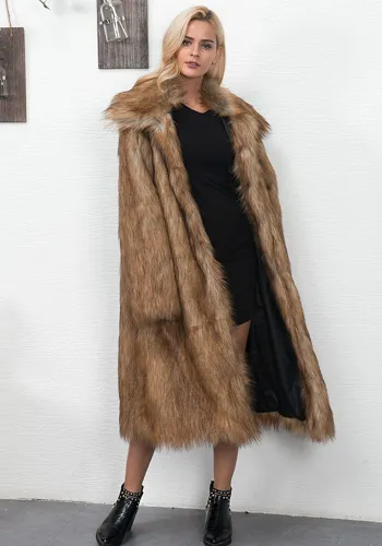 Plus Size Women Faux furry Warm Long Coat