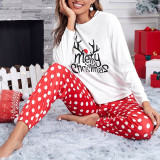 Christmas Women Autumn and Winter Home Printed Long Sleeve Pajamas Two-piece Set