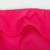 Women Summer Solid Sleeveless Off Shoulder Ruffle Edge Slit Dress