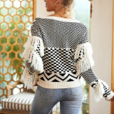 Women autumn and winter v-neck fringed knitting sweater