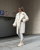 Winter Turndown Collar Long Sleev Fur Suede Coat