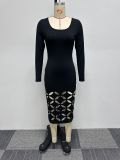 Sexy Stretch Cutout Tight Fitting Long Sleeve Bodycon Dress