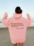 Women's Letter Print Long Sleeve Oversized Loose Fleece Hoodies