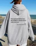 Women's Letter Print Long Sleeve Oversized Loose Fleece Hoodies
