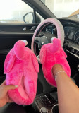Flamingo Couple Cotton Shoes Home Warm Toe-Toe Fur Slippers