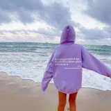 Women's Letter Print Long Sleeve Oversized Loose Fleece Hoodies