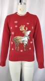 Christmas Knitting Shirt For Women Autumn And Winter Deer Embroidery Christmas Knitting Sweater