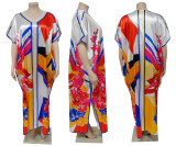 Fashion Plus Size Women's V Neck Positioning Print Loose Dress
