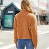 Autumn And Winter Women's Zipper Long Sleeve Fleece Patchwork Jacket For Women
