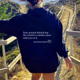 Women's Letter Print Long Sleeve Oversized Loose Fleece Hoodies