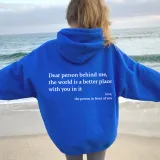 Women's Letter Print Long Sleeve Oversized Loose Fleece Hoodies