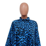 Fashion Plus Size Women's Autumn And Winter Leopard Print Loose Long Top