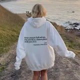 Women's Letter Print Long Sleeve Oversized Loose Fleece Hoodies