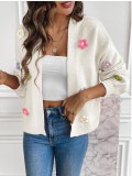 Flower Sweet Knitting Cardigan Sweater Jacket For Women Lazy Style Casual Loose Sweater