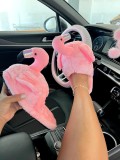 Flamingo Couple Cotton Shoes Home Warm Toe-Toe Fur Slippers