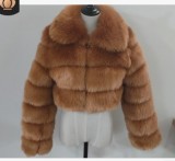 Long Sleeve Turndown Collar Faux Fur Women's Jacket