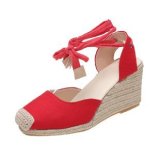 Summer wedge-heeled thick-soled Lace-Up hemp rope sandals