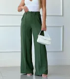Women Casual Thin Solid Loose Pleated Wide Leg Pants