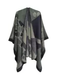 Women jacquard cape camouflage slit shawl