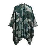 Women jacquard cape camouflage slit shawl
