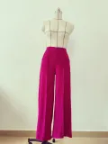 Women Casual Thin Solid Loose Pleated Wide Leg Pants