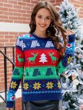 Christmas Sweater Autumn and Winter Jacquard Contrast Color Elk Sweater