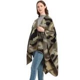 Women jacquard cape camouflage slit shawl