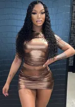 Women summer sexy Crop Top and Mini Skirt two-piece set