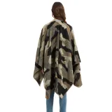 Women jacquard cape camouflage slit shawl